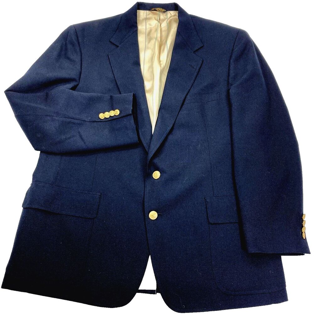 Wimbledon Racquet Club Vtg Blazer Wool Blue Gold Btn 44 46 Dillards Tennis